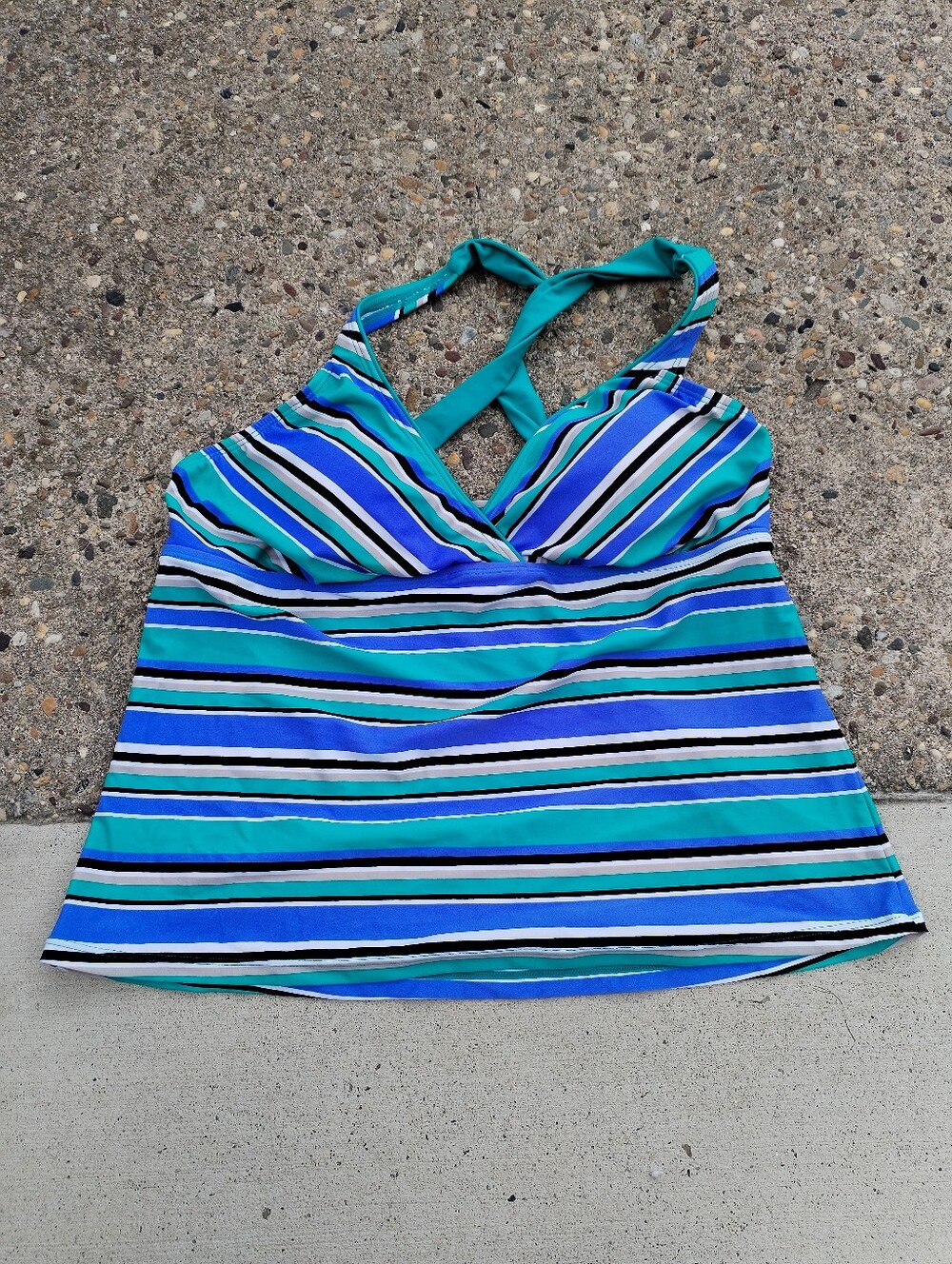 South point siE 14 Striped Blue & Teal Tankini Top
